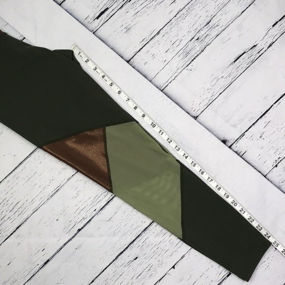 JOYLAB 7/8 Shine & Mesh Pieced Legging Deep Olive - Picture 11 of 13